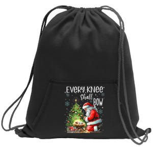 Every Knee Shall Bow Santa Christmas Nativity Scene Xmas Sweatshirt Cinch Pack Bag