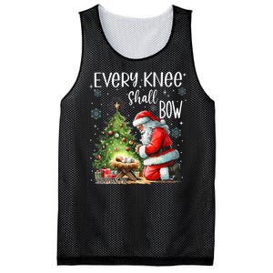 Every Knee Shall Bow Santa Christmas Nativity Scene Xmas Mesh Reversible Basketball Jersey Tank