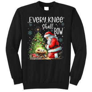 Every Knee Shall Bow Santa Christmas Nativity Scene Xmas Tall Sweatshirt