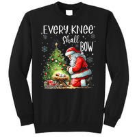 Every Knee Shall Bow Santa Christmas Nativity Scene Xmas Tall Sweatshirt