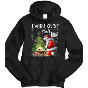 Every Knee Shall Bow Santa Christmas Nativity Scene Xmas Tie Dye Hoodie