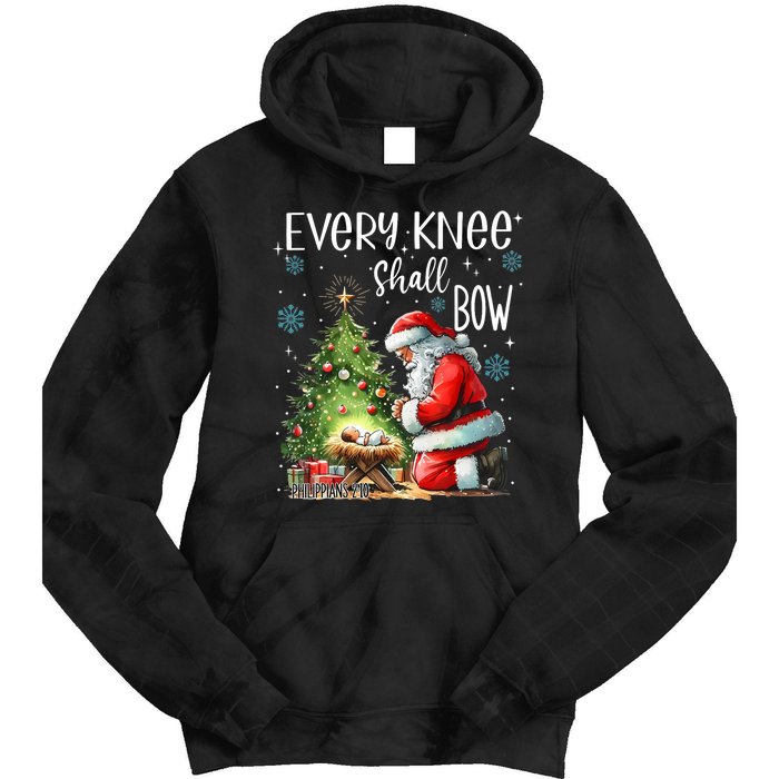 Every Knee Shall Bow Santa Christmas Nativity Scene Xmas Tie Dye Hoodie