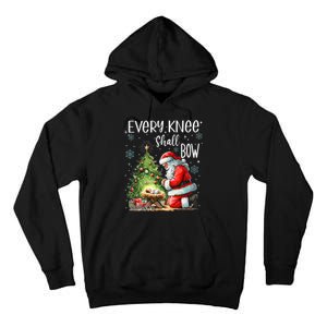 Every Knee Shall Bow Santa Christmas Nativity Scene Xmas Tall Hoodie