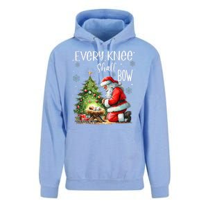 Every Knee Shall Bow Santa Christmas Nativity Scene Xmas Unisex Surf Hoodie