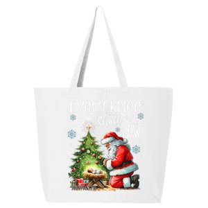 Every Knee Shall Bow Santa Christmas Nativity Scene Xmas 25L Jumbo Tote