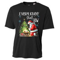 Every Knee Shall Bow Santa Christmas Nativity Scene Xmas Cooling Performance Crew T-Shirt