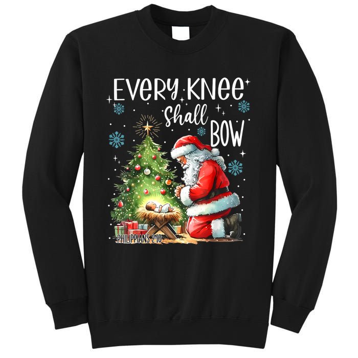 Every Knee Shall Bow Santa Christmas Nativity Scene Xmas Sweatshirt