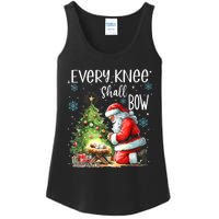 Every Knee Shall Bow Santa Christmas Nativity Scene Xmas Ladies Essential Tank