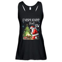 Every Knee Shall Bow Santa Christmas Nativity Scene Xmas Ladies Essential Flowy Tank