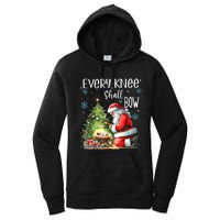 Every Knee Shall Bow Santa Christmas Nativity Scene Xmas Women's Pullover Hoodie