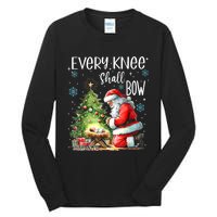 Every Knee Shall Bow Santa Christmas Nativity Scene Xmas Tall Long Sleeve T-Shirt