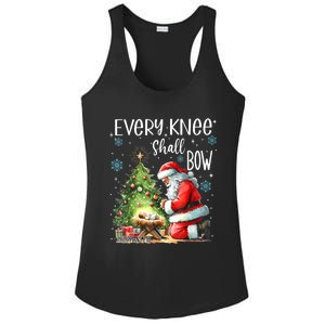 Every Knee Shall Bow Santa Christmas Nativity Scene Xmas Ladies PosiCharge Competitor Racerback Tank