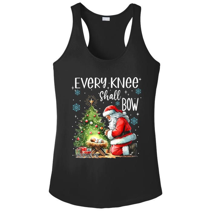 Every Knee Shall Bow Santa Christmas Nativity Scene Xmas Ladies PosiCharge Competitor Racerback Tank