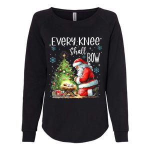 Every Knee Shall Bow Santa Christmas Nativity Scene Xmas Womens California Wash Sweatshirt