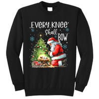 Every Knee Shall Bow Santa Christmas Nativity Scene Xmas Tall Sweatshirt