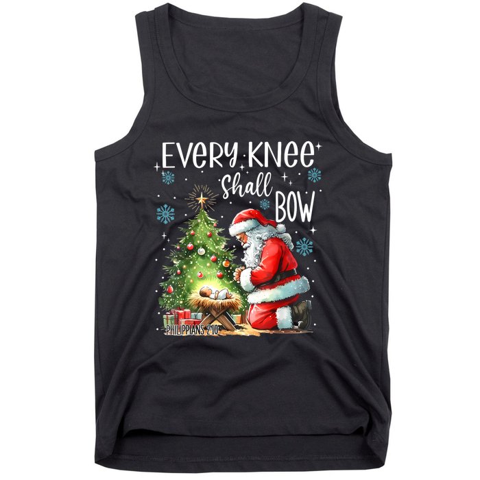 Every Knee Shall Bow Santa Christmas Nativity Scene Xmas Tank Top