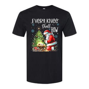 Every Knee Shall Bow Santa Christmas Nativity Scene Xmas Softstyle CVC T-Shirt