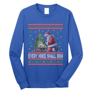 Every Knee Shall Bow Santa Nativity Scene Ugly Christmas Gift Long Sleeve Shirt