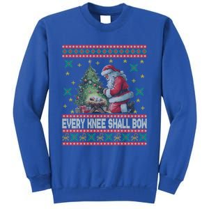 Every Knee Shall Bow Santa Nativity Scene Ugly Christmas Gift Sweatshirt