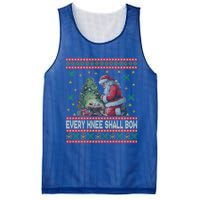 Every Knee Shall Bow Santa Nativity Scene Ugly Christmas Gift Mesh Reversible Basketball Jersey Tank