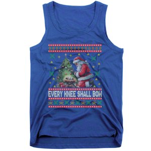 Every Knee Shall Bow Santa Nativity Scene Ugly Christmas Gift Tank Top