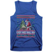 Every Knee Shall Bow Santa Nativity Scene Ugly Christmas Gift Tank Top