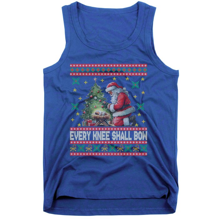 Every Knee Shall Bow Santa Nativity Scene Ugly Christmas Gift Tank Top