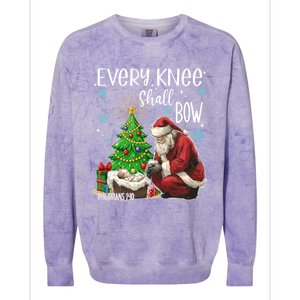 Every Knee Shall Bow Jesus Kneeling Santa Gift Colorblast Crewneck Sweatshirt