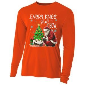 Every Knee Shall Bow Jesus Kneeling Santa Gift Cooling Performance Long Sleeve Crew