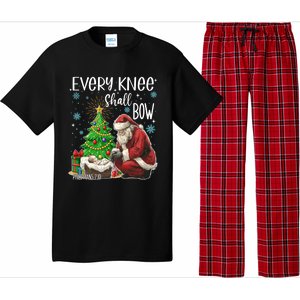 Every Knee Shall Bow Jesus Kneeling Santa Gift Pajama Set