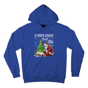 Every Knee Shall Bow Jesus Kneeling Santa Gift Hoodie