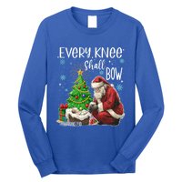 Every Knee Shall Bow Jesus Kneeling Santa Gift Long Sleeve Shirt