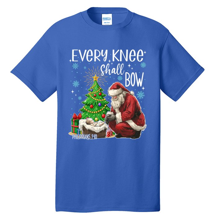 Every Knee Shall Bow Jesus Kneeling Santa Gift Tall T-Shirt