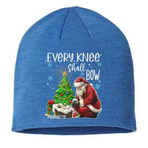 Every Knee Shall Bow Jesus Kneeling Santa Gift Sustainable Beanie