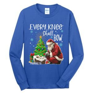 Every Knee Shall Bow Jesus Kneeling Santa Gift Tall Long Sleeve T-Shirt