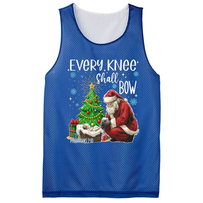 Every Knee Shall Bow Jesus Kneeling Santa Gift Mesh Reversible Basketball Jersey Tank