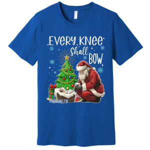 Every Knee Shall Bow Jesus Kneeling Santa Gift Premium T-Shirt