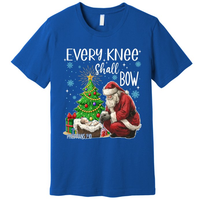 Every Knee Shall Bow Jesus Kneeling Santa Gift Premium T-Shirt