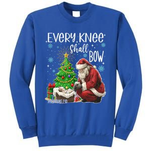 Every Knee Shall Bow Jesus Kneeling Santa Gift Tall Sweatshirt