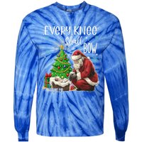 Every Knee Shall Bow Jesus Kneeling Santa Gift Tie-Dye Long Sleeve Shirt