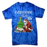 Every Knee Shall Bow Jesus Kneeling Santa Gift Tie-Dye T-Shirt