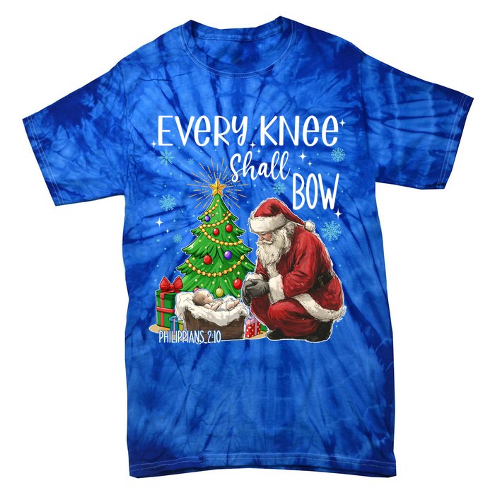 Every Knee Shall Bow Jesus Kneeling Santa Gift Tie-Dye T-Shirt