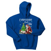 Every Knee Shall Bow Jesus Kneeling Santa Gift Kids Hoodie