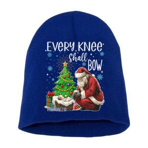 Every Knee Shall Bow Jesus Kneeling Santa Gift Short Acrylic Beanie