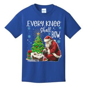 Every Knee Shall Bow Jesus Kneeling Santa Gift Kids T-Shirt