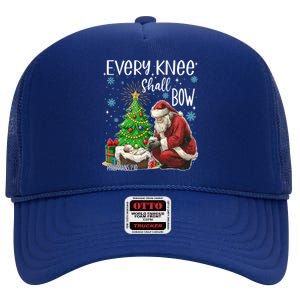 Every Knee Shall Bow Jesus Kneeling Santa Gift High Crown Mesh Back Trucker Hat