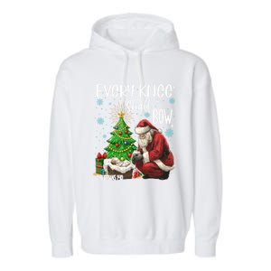 Every Knee Shall Bow Jesus Kneeling Santa Gift Garment-Dyed Fleece Hoodie