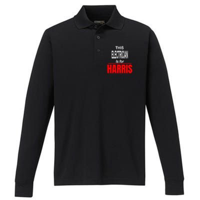 Electrician Kamala Supports Harris President 2024 Harris Gift Performance Long Sleeve Polo