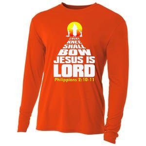 Every Knee Shall Bow Jesus Is Lord Christian Worship Cooling Performance Long Sleeve Crew