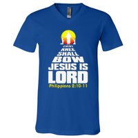 Every Knee Shall Bow Jesus Is Lord Christian Worship V-Neck T-Shirt